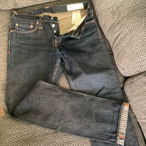 Evisu dark wash denim jeans - red Evisu pockets